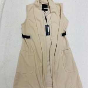 Plenty by Tracy Reese Long Vest with Faux Leather
